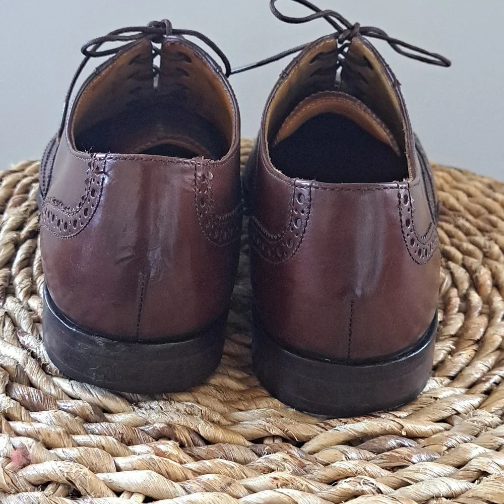 Cole‎ Haan Mens Classic Brown Leather Wingtip Oxford Dress Shoes Lace Up Size 10